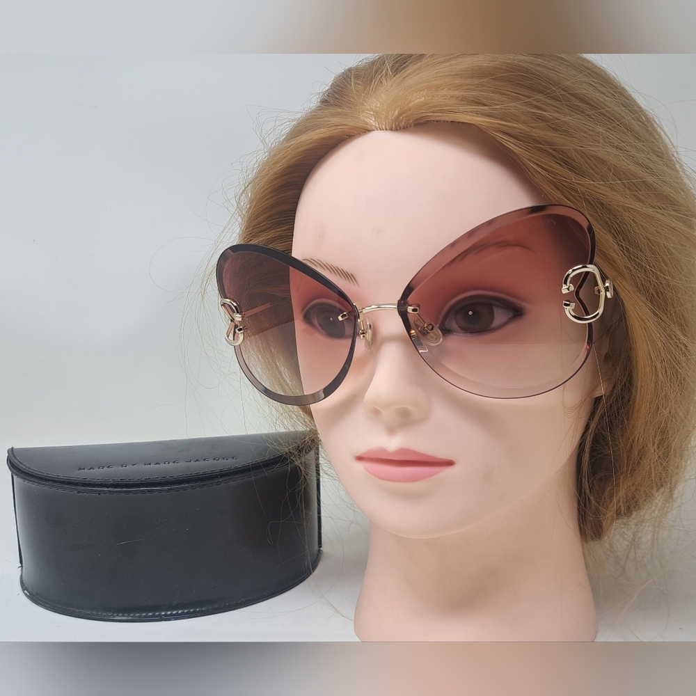 Lanvin Sunglasses Heart Rose Metal Butterfly Rimless Oversized LN124S 67-16-140